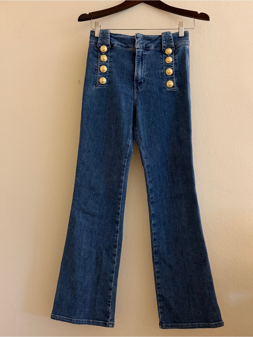 Derek Lam 10 Crosby High-Rise Blue Button-Accent Women's Jeans
